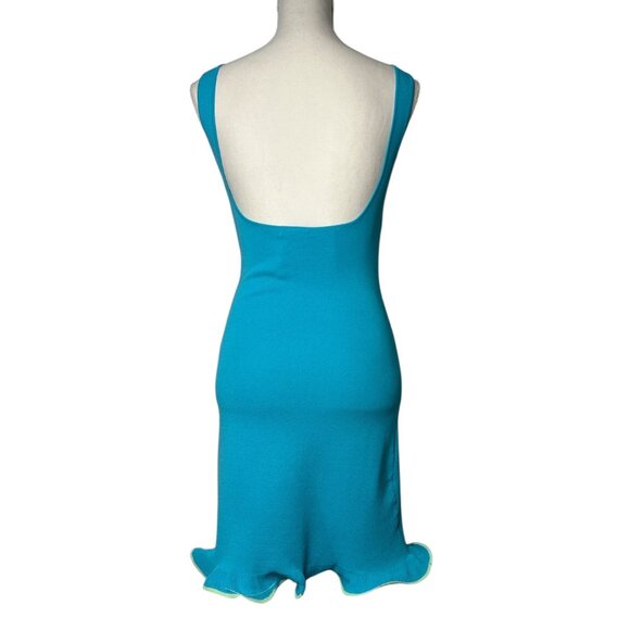 NIA x REVOLVE Dorian Dress in Turquoise New Womens Stretchy Ruffle Mini - Picture 6 of 8
